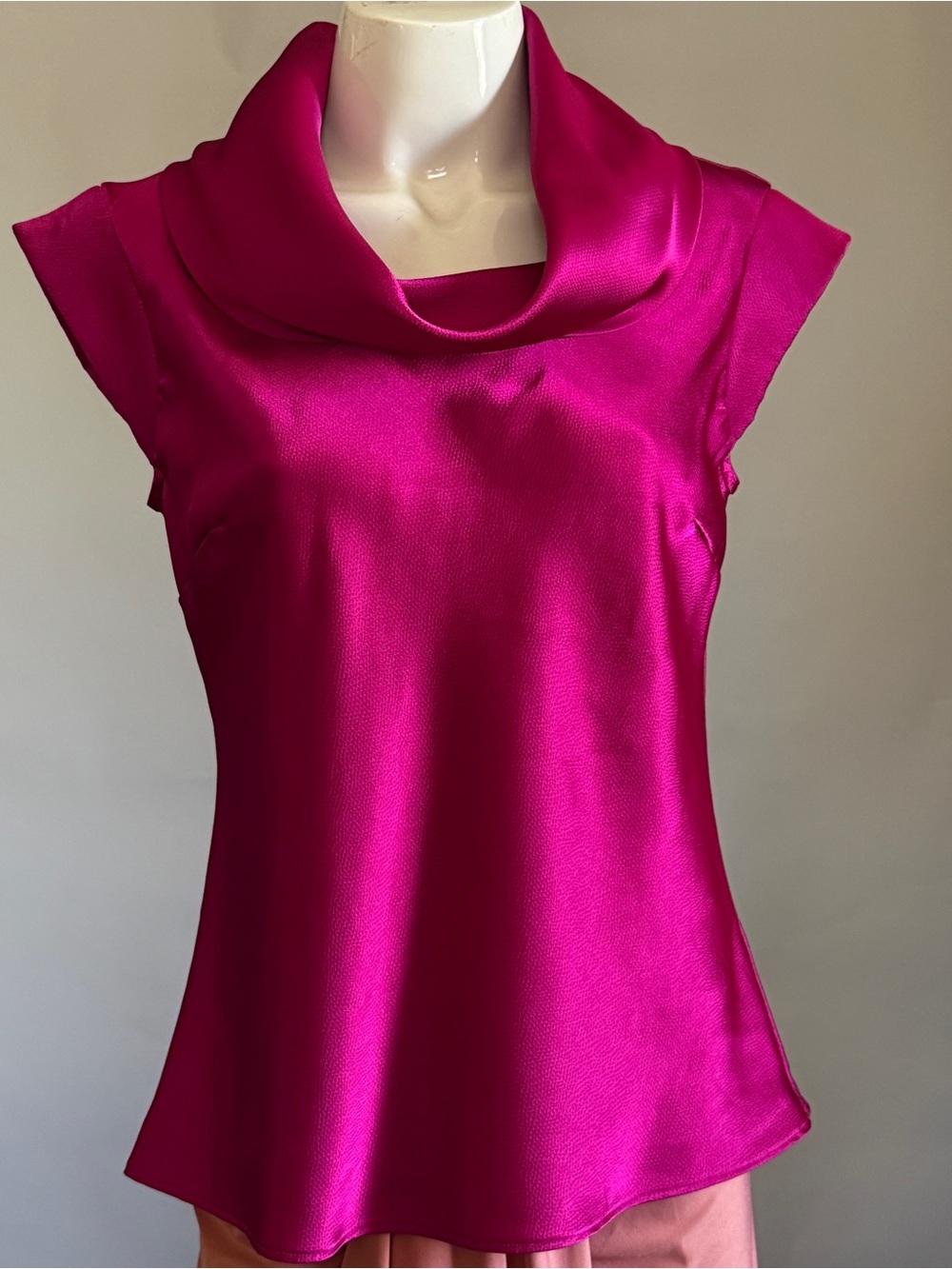 Banana Republic Magenta Satin Cowl Neck Blouse